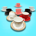 Cups for Tea - Ceramic Cups for Tea with Saucer - Cups for Tea Pack of 6 Stylish Bone China - Tea Cups Set of 6 - Tea Cup with Saucer  - Cup Set of 6 for tea - Tea Cup Set - Cup and Saucer Set - Classic Ceramics - 200ml capacity. 