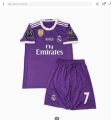 ronaldo real madrid l foot ball kit  for kid purple. 