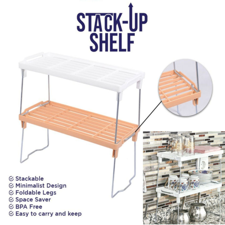 Legs For Racks Set Of 3 Stack Up Shelf Space Saver Plastic Racks With Foldable Legs ...