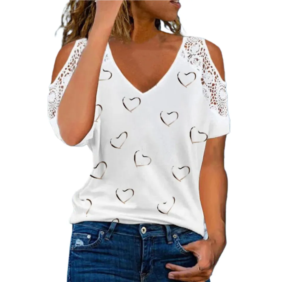 Loose Top Cool Cut Out Sleeve Cold Shoulder Summer T shirt Daraz.pk