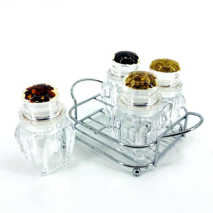 M.Sale%204%20Pcs%20ACRYLIC%20Kitchen%20Salt%20&%20Pepper%20Shaker%20With%20Stainless%20Steel%20Holder%20-%20Image%202