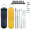 [PACK OF 2 ] Ear Wax Cleaning Kit, 6 Pcs Ear Pick Tools, Wax Removal Kit, Ear Cleaning Tool Set, Spring Earwax Cleaner Tool for Children and Adult 2Pcs Multicolor. 