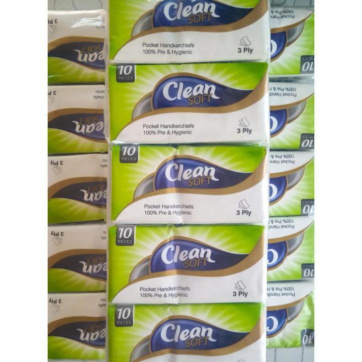 Clean Pocket Tissue Paper | 3Ply Soft Handkerchief | Pack of 10