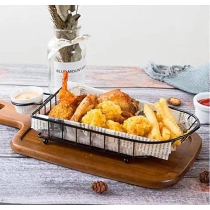 New Imported Quality Stainless Steel French Fries Fish And Chips Appetizers Stand Square Snack Basket Cone Basket Fry Holder Cup Kitchen Party Supplies