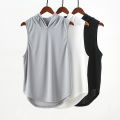 Men's Quick Dry Hooded Vest Solid Color Fitness Training Muscle Workout Gym Tank Tops. 