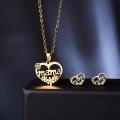Mother's Day Jewelry Set New MAMA Gift Stainless Steel Necklace Earrings Earrings Set Mother Love Rose Flower Pendant Mother Fashion Personality Mother's Day Thanksgiving Gift. 