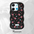 TA for Infinix Smart 7 Tecno Spark Go 2023 Pop 7 Pro Back Cover Macaron Wave Soft Silicone Mobile Phone Cover Cherries and Flowers Pattern Case. 
