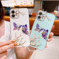 Free Lanyard for VIVO V19 Back Cover Colorful Cartoon Butterfly Square Edge Pattern Cover Luxury Plating Soft Phone Case. 