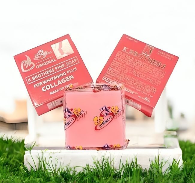K.Brothers%20Original%20Pink%20Soap%20For%20Whitening%20Plus%20Collagen%20Mask%20on%20Face%20-%20Image%203