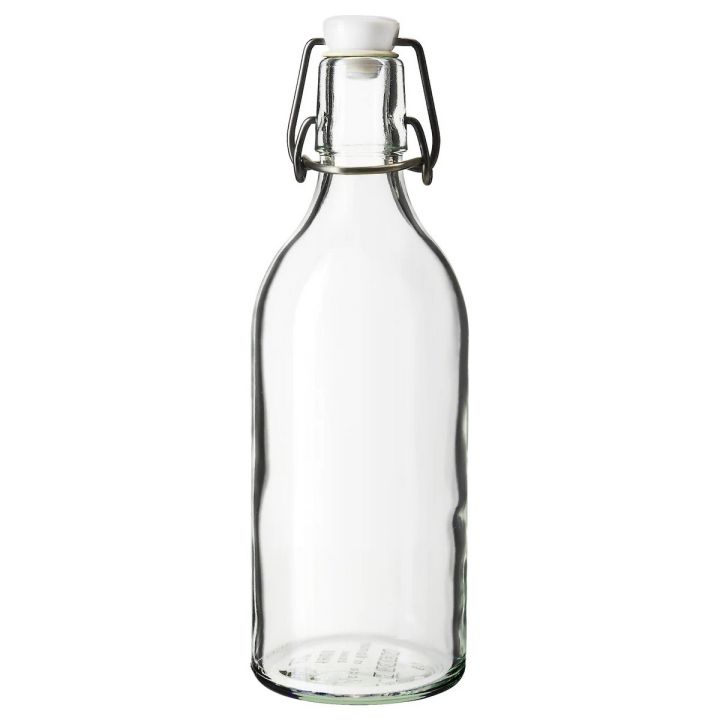 IKEA KORKEN Water Bottle with stopper, clear glass, 0.5 L for Milk, Juice and decoration