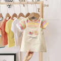Girls' summer cartoon 2022 new middle and young cotton half sleeved princess dress children's clothing. 