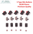 20/40 Pieces Mix Button -DC Electric Switches Button Pack for DIYs, DC Motor, Lights, Projects Etc (Micro Switch, Rocker Button, Push Button, Dp Button). 
