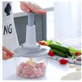 THE FASHION FRONT Hand chopper Manual Food Chopper, 2000ML/1.5 Liter Speedy Chopper with 3 Curved Stainless Steel Blades, Handheld Vegetable Chopper/Mincer/Mixer/Blender to Chop Fruits Onions/Nuts/Ginger/Herbs/Garlics/Meet. 
