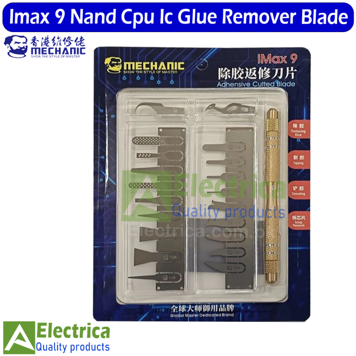 Mechanic Imax 9 Nand Cpu Ic Glue Remover Blade Edge Glue Scraper Ultra Thin Knife 20 in 1 Blade Set by electrica