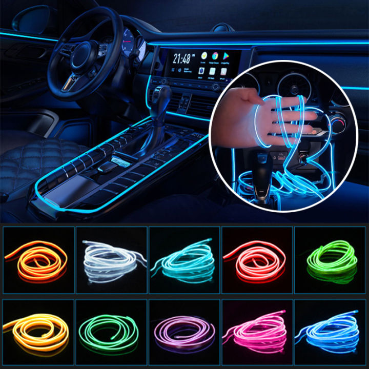 AutoXpert Car Interior LED Ambient Light Strip EL Wire USB Powered with ...