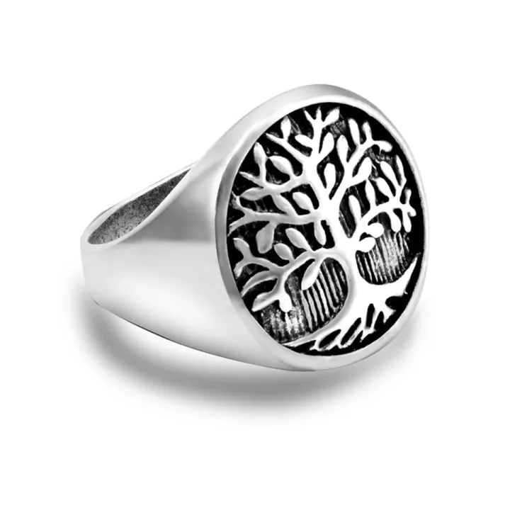 Vintage Tree Rings for Men Punk Tree of Life Ring Lucky Tree Life Men Ring Punk Rock Male Jewelry