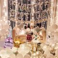 Silver And White Birthday Party Decorations For Women, Adult Girl Favorite Party Decoration Kit Including A Party Supply With Light Strings. 