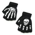 Winter Punk Skeleton Skull Half Finger Adult Kids Luminous Warm Gloves. 