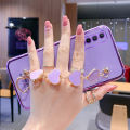 LECOMES for Vivo Y20 2021 Back Cover with Love Heart Bracelet Chain Luxury 6D Plating Shiny Soft Silicone Mobile Phone Case Pouch Girls. 