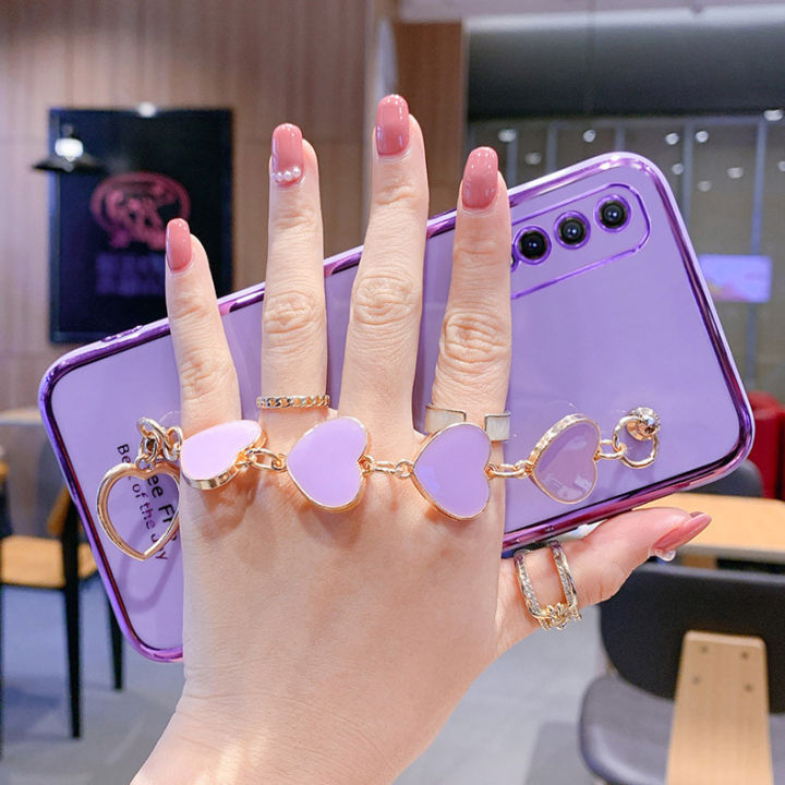 LECOMES%20for%20Vivo%20Y20%202021%20Back%20Cover%20with%20Love%20Heart%20Bracelet%20Chain%20Luxury%206D%20Plating%20Shiny%20Soft%20Silicone%20Mobile%20Phone%20Case%20Pouch%20Girls%20-%20Image%206