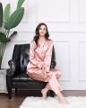 Hot Sexy Silk Night Suit For Women and Girls - Silky Satin Womens Pajama Sets Button Down Sleepwear Loungewear - Night Dress Nighty with Shirt and Trouser by MidNight Vibes. 