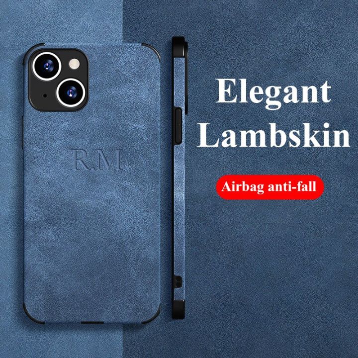 Personalised Customized Name Initials Lambskin Leather Phone Case For iPhone 14 13 12 11 Pro Max Shockproof Soft Luxury Cover