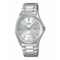 CASIO WHITE DIAL WITH DATE & SILVER BRACELET MEN'S WATCH - MTP-1183A-7BDF. 