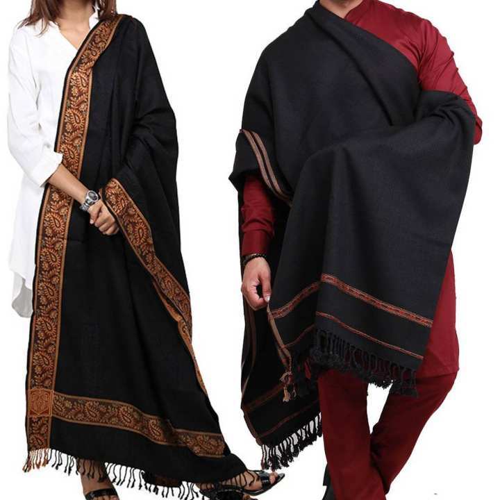 Shawls For Men & Women Couples Shawl Pack 2 Dhussa & Kashmiri Black