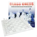 LYDJ Glass Chess Game Set Include Frosted/Polished Glass Chess Board and 32 Chess Pieces with Padded Bottom, Crystal Chess Set for Adults and Children Strategy Game,S. 