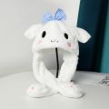 Cute Cartoon Bunny Hats With Moving Ears Hat Plush Earflaps Cap Cosplay Costume Toy Hat Bunny Earmuffs Beanie Casual Animal Caps. 