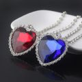 Titanic Heart Blue Red Crystal Pendant Love Necklace With Box. 