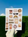 Foodie Aesthetic Mini Sticker Sheet _ Brown Themed Sticker Sheet _ Uncut Water Proof Stickers. 