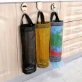 Plastic Bag Holder Dispenser, Hanging Mesh Storage Bag, Reusable for Grocery, Trash Bags, Socks. 