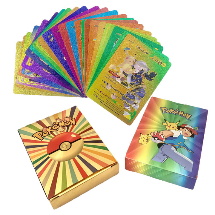 BataBata 27-55 Pcs Pokemon Cards German Spanish French English Vmax GX Color Energy Card Pikachu Rare Collection Battle Trainer Boys Gift