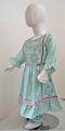 Girl Fancy Cotton Summer Dress For Occusion 1 to 6 Year Kameez and Trouser Set in Pink, Sea Green  and Brown Color. 