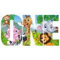 3 Block Letters O N E jungle theme. 