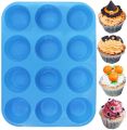 Silicone Cupcake Mold Muffin Tray Tin Cupcake Pan 12-Cup Cavities. 