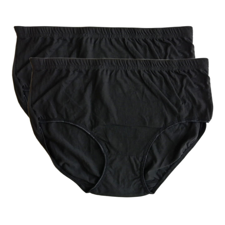 Pack of 2 Cotton Made Seamless Panty For Women's Underwear Flourish Panties for Ladies Periods and Casual Wear Under Garments for Girls Solid Plain Brief Panties for Girls in Black and Skin