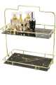 Makeup Organizer Shelf, 2 Tier Cosmetic Storage Basket with Removable Glass Tray, Wire Vanity Organizer Rack for Dresser,. 