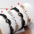 Chinese Style Retro Tai Chi Couple Bracelet- Alloy Hand-woven Rope BFF Best Friend Friendship Simple White Black Jewelry. 