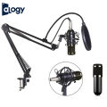 ALOGY Condenser Microphone Kit BM800 Adjustable Mic Suspension Scissor Arm, Shock Mount and Double-Layer Pop Filter for Studio Recording & Broadcasting Live steaming Gaming - Black. 