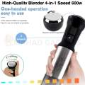 New Hand Blender Set 5-in-1 and 4-in-1 Multifunctional Heavy-Duty 800w Powerful Copper Motor, Coffee Beater & Double Speed Stainless Steel Immersion Blender -Egg beater and Milk Frother -Meat Chopper 600ml -Juicer Machine -Electric Grinder -Food Processor. 