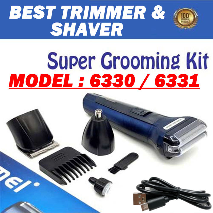Original ( 3 in 1 ) 6331 , 6333 Electric Shaver / Nose Trimmer / Hair Clipper / USB Charging / Grooming Kit / Rechargeable Men’s Body Hair Removal Machine / Professional Best Trimming Shaving Machine For Men ( Proper Checking Before Sending )