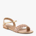 ECS Golden Weave Flat Sandals For Women. 