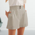 Green Home Summer Pants High Waist Zipper Good-looking Women Shorts. 
