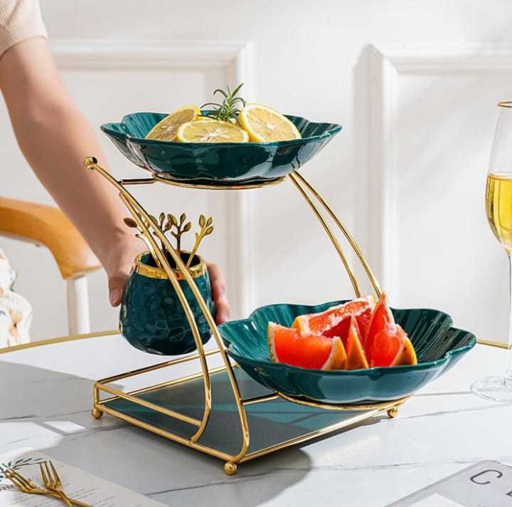 Elegant Multi-Tier Gold Serving Stand with Glass Plates - Perfect for Desserts, Appetizers and Cake Serving Tray