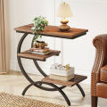 Customised C-Shaped End Table, Industrial 3-Tier Side Table for Small Space. 