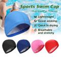 【Footprint】 Soumns Sports Free Size High Elastic Waterproof Adults/Kids Swimming Caps PU Fabric Protect Ears Swim Pool Hat. 