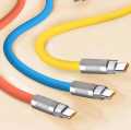 Mix Colour Universal 120W Liquid Silicon Fast Charging Data Cables For  Lightning -- Type-C --  Micro USB  --  5mm Thickness For -Samsun - Redmi - Oppo - Realme - Oneplus - Xaiomi - Infinix - Vivo - Google Pixel - iPhone - Tecno. 