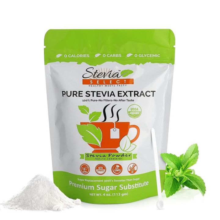 Stevia Select Organic Stevia Powder - Sugar Free Plant Based Stevia Sweetener Non GMO Pure Stevia Extract - Sugar Substitute No Fillers Zero.400gm